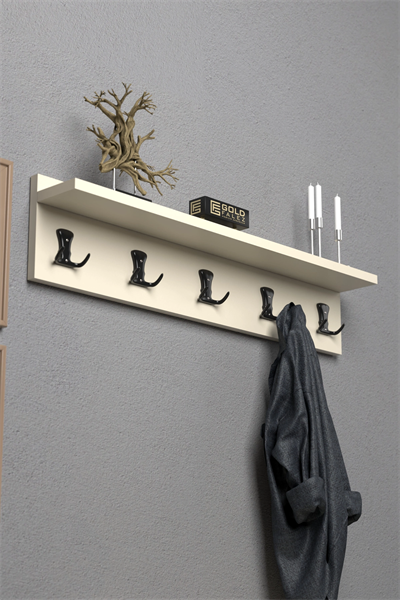 Askılık Duvar Elbise Askılığı Portmanto 80 Cm Krem Düz