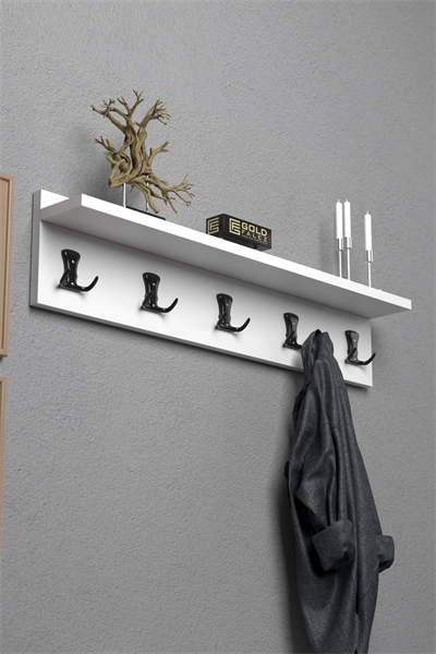 Askılık Duvar Elbise Askılığı Portmanto 80 Cm Beyaz Düz