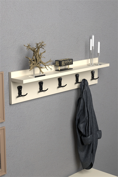 Askılık Duvar Elbise Askılığı Portmanto 80 Cm Krem Düz