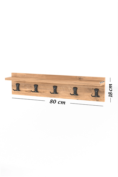 Askılık Duvar Elbise Askılığı Portmanto 80 Cm Ceviz Düz