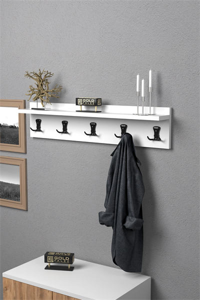 Askılık Duvar Elbise Askılığı Portmanto 80 Cm Beyaz Düz