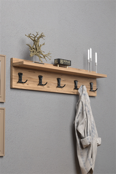 Askılık Duvar Elbise Askılığı Portmanto 80 Cm Ceviz Düz