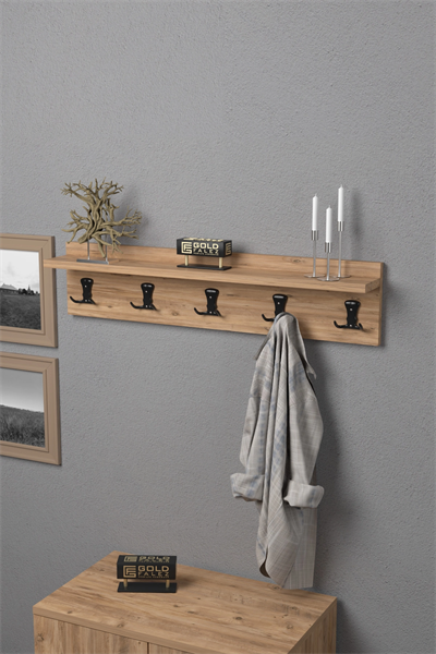 Askılık Duvar Elbise Askılığı Portmanto 80 Cm Ceviz Düz