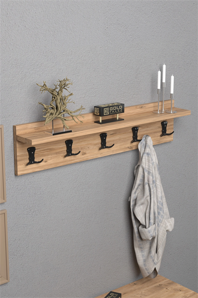 Askılık Duvar Elbise Askılığı Portmanto 80 Cm Ceviz Düz