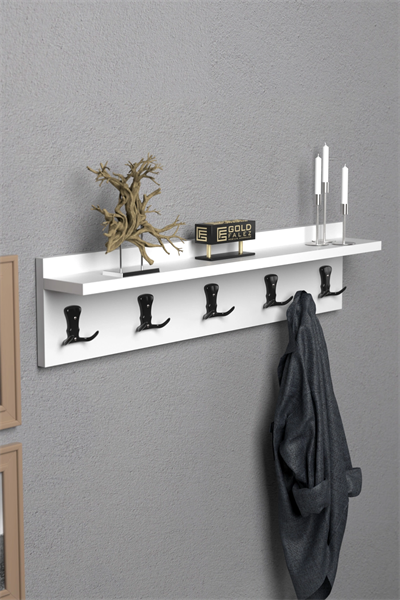 Askılık Duvar Elbise Askılığı Portmanto 80 Cm Beyaz Düz