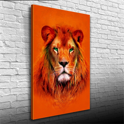 Aslan , Turuncu Tonlarda Dekoratif Kanvas Tablo 50 x 70