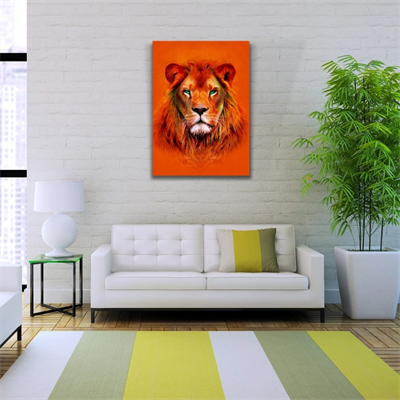 Aslan , Turuncu Tonlarda Dekoratif Kanvas Tablo 50 x 70