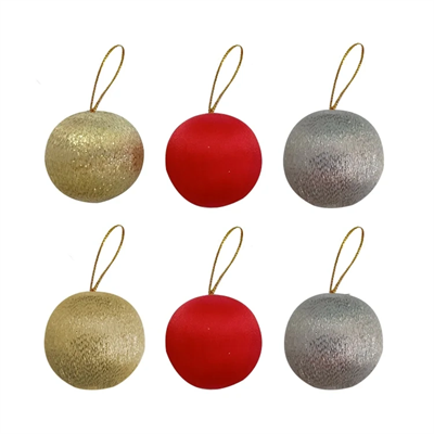 Asorti Simli Ağaç Süsleme Topları 6lı - 4cm -