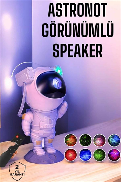Astronot Bluetooth Hoparlör Gökyüzü Projektör Gece Lambası