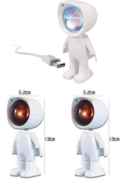 Astronot Işık Projektörü Gökkuşağı Projeksiyon Gece Lambası Hediyelik