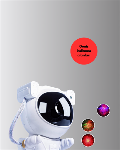 Astronot Şekilli Galaxy Projeksiyon Lambası Nebula Efektli Dekoratif Lamba