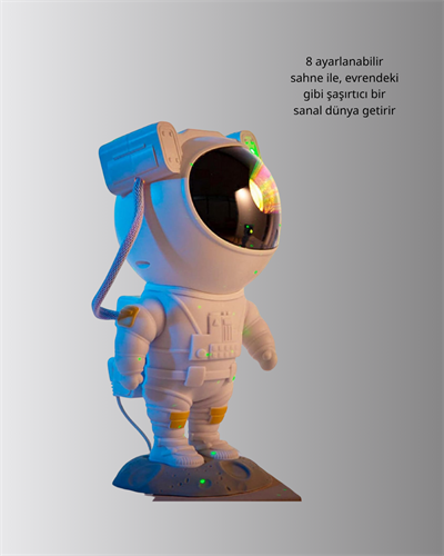 Astronot Yıldız Projeksiyon Lambası 8 Efektli Uzaktan Kumandalı Gece Işığı