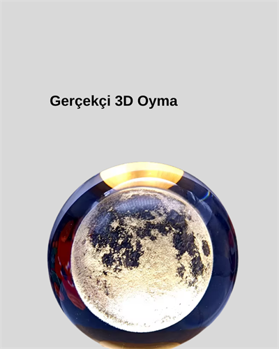 Ay Temalı Kristal Küre Gece Lambası LED Aydınlatmalı Premium Dekor