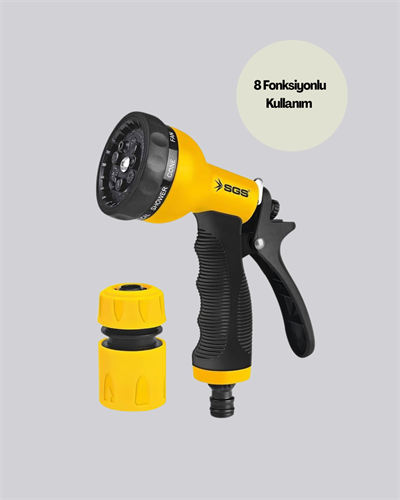 Ayarlanabilir Basınçlı 8 Modlu Bahçe Sulama Tabancası Hortum Aparatı