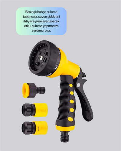 Ayarlanabilir Basınçlı 8 Modlu Bahçe Sulama Tabancası Hortum Aparatı