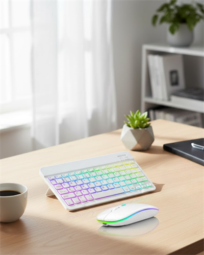 Aydınlatmalı Kablosuz Klavye Mouse Seti Bluetooth Bağlantılı Çoklu Cihaz Uyumlu