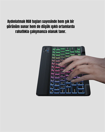 Aydınlatmalı Türkçe Q RGB Klavye Sessiz ve Dayanıklı Tuş Takımı