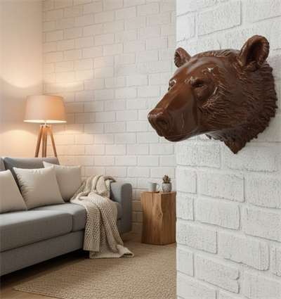 Ayı Başı Duvar Dekoru Modern Asılabilir Heykel 25x19 cm