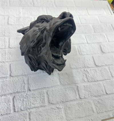 Ayı Tasarım Siyah 3D Duvar Heykeli