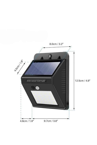 Bahçe Aydınlatma Sensörlü Güneş Enerjili Duvar Lambası 40 Led Işık