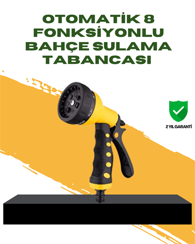 Bahçe Sulama Tabancası Hortum Ucu 8 Fonksiyonlu Ayarlanabilir