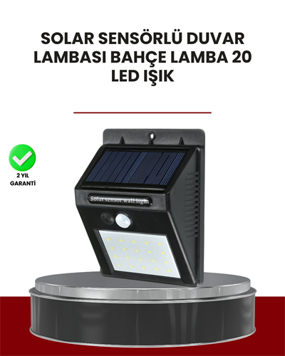 Bahçe ve Dış Mekanlar İçin Güneş Enerjili 20 LED Hareket Sensörlü Lamba