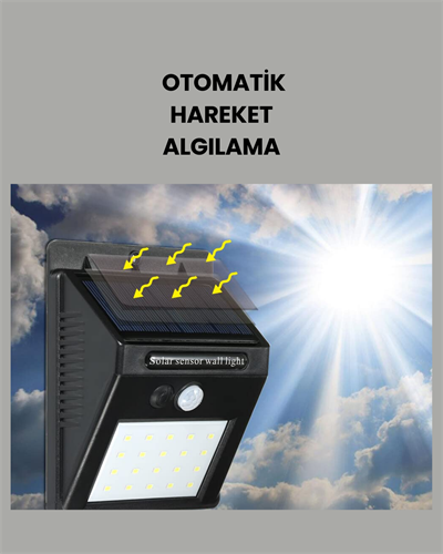 Bahçe ve Dış Mekanlar İçin Güneş Enerjili 20 LED Hareket Sensörlü Lamba