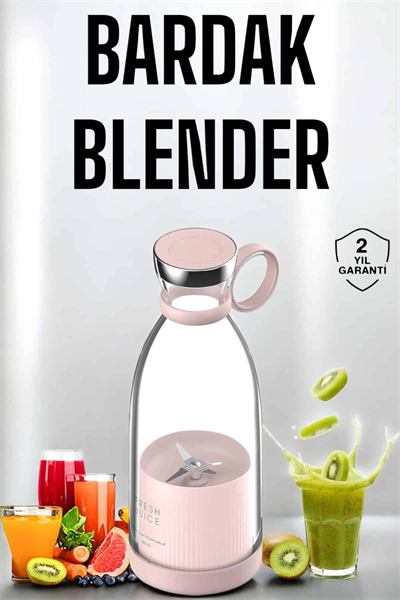 Bardak Blender Smoothie Meyve Sıkacağı Şarjlı Cam Taşınabilir