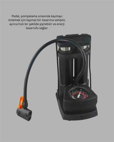 Basınç Saatli Ayak Pompası Bisiklet ve Araç Uyumlu