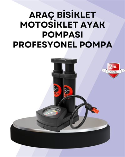 Basınç Saatli Ayak Pompası Bisiklet ve Araç Uyumlu