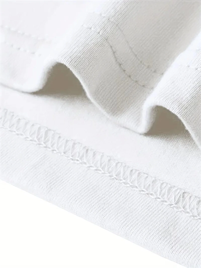 Baskılı Oversize Bisiklet Yaka T-shirt - Beyaz