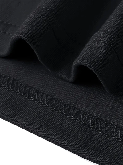 Baskılı Oversize Bisiklet Yaka T-shirt - Siyah