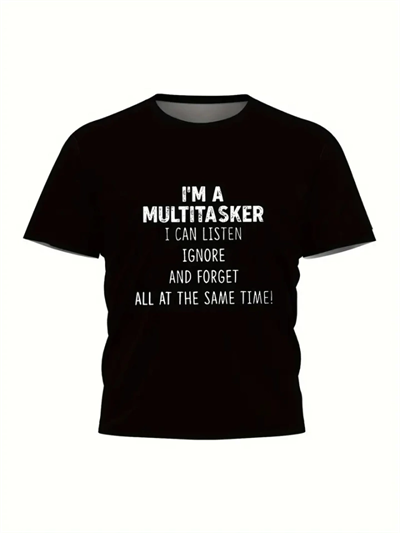 Baskılı Oversize Bisiklet Yaka T-shirt - Siyah