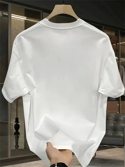 Baskılı Oversize Bisiklet Yaka T-shirt - Beyaz