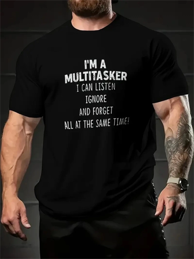 Baskılı Oversize Bisiklet Yaka T-shirt - Siyah