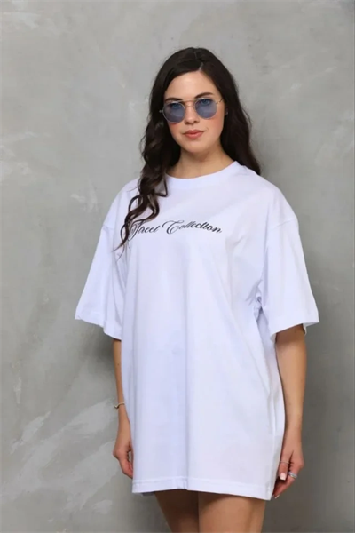 Baskılı T-Shirt Kısa Kol Bisiklet Yaka Regular Rahat Kalıp Günlük Tişört - Beyaz
