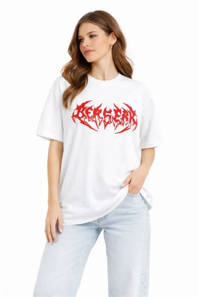 Baskılı T-Shirt Yazlık Kısa Kol Bisiklet Yaka Rahat Kalıp Tişört - Beyaz