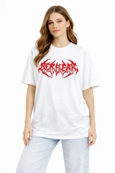 Baskılı T-Shirt Yazlık Kısa Kol Bisiklet Yaka Rahat Kalıp Tişört - Beyaz