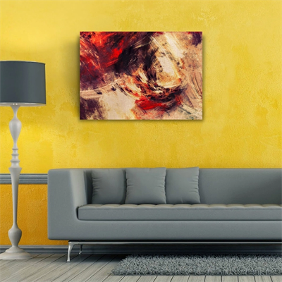 Bej ve Kırmızı Renklerde Soyut Kanvas Tablo 50 x 70