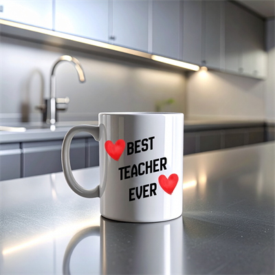 Best Teacher Ever Baskılı Kupa Model 202 Seramik Kahve Kupası Öğretmen Hediyesi Özel Tasarım Bardak
