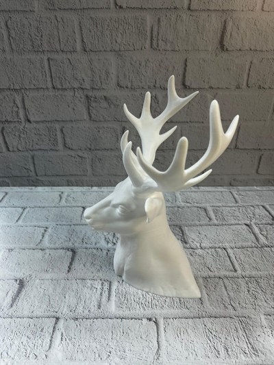 Beyaz Geyik Biblo 23 cm Dekoratif Modern Tasarım