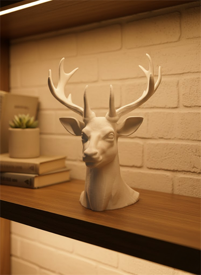 Beyaz Geyik Biblo 23 cm Dekoratif Modern Tasarım