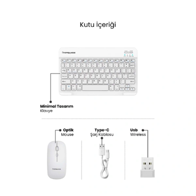 Beyaz Kablosuz Klavye Ve Mouse Seti