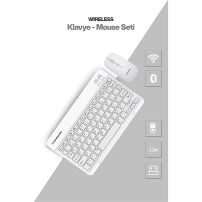 Beyaz Kablosuz Klavye Ve Mouse Seti