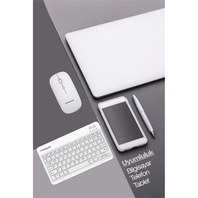 Beyaz Kablosuz Klavye Ve Mouse Seti