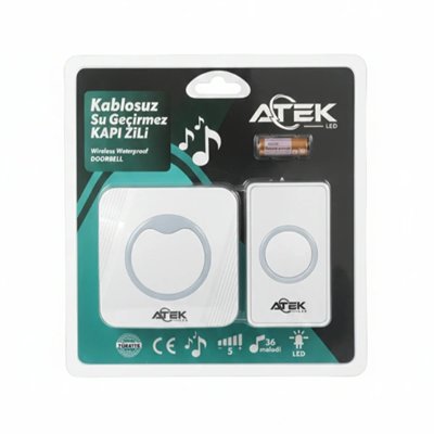 Beyaz Kablosuz Su Geçirmez Kapı Zili