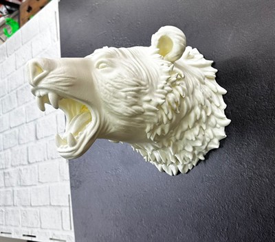 Beyaz Renk 3D Ayı Başı Duvar Dekoru