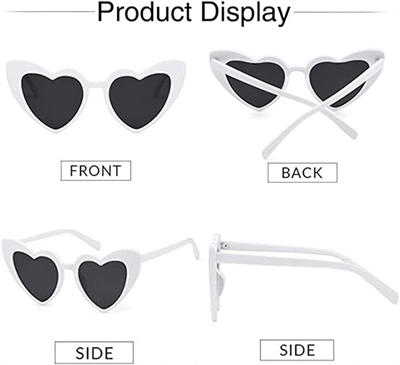 Beyaz Renk Kalp Şekilli Parti Gözlüğü