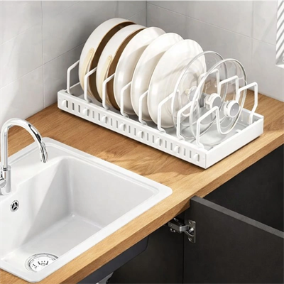 Beyaz Renk Teleskopik Raylı Tava Tencere Organizeri