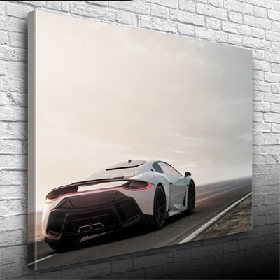 Beyaz Spor Araba Fotoğrafı Kanvas Tablo 50 x 70